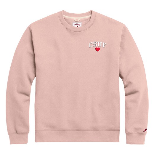 League CSUF Heart Fleece Crew - Dusty Rose